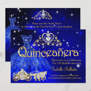 Invitación Quinceañera Vestido Azul Cumpleaños 15 Tiarra Carr