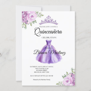 Invitación Quinceanera Vestido Purple Mis Quince