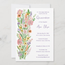 Invitación Quinceañera Wildflowers Foto Personalizado pintada