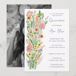 Invitación Quinceañera Wildflowers Foto Personalizado pintada