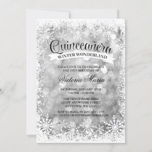 Invitación Quinceanera Winter Wonderland Silver Sparkle