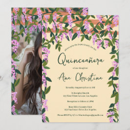 Invitación Quinceañera Wisteria Vines Floral Personalizado Fo