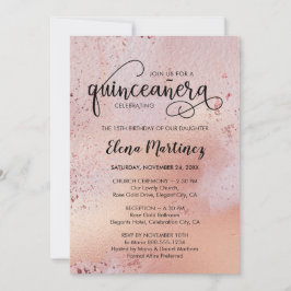 Invitación Quinceanera y Mass Elegant Foto de oro Rosa