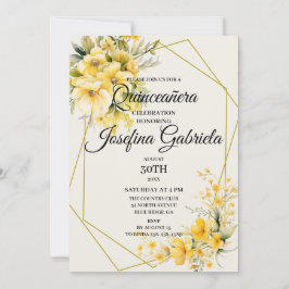 Invitación Quinceañera Yellow Gold Invitation