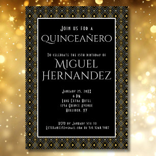Invitación Quinceañero Elegante Art Deco Mexicano 15 cumpleañ