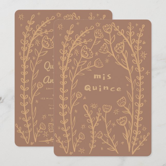 Invitación Quineañera 15.ª BDay Personalizado de vinos floral