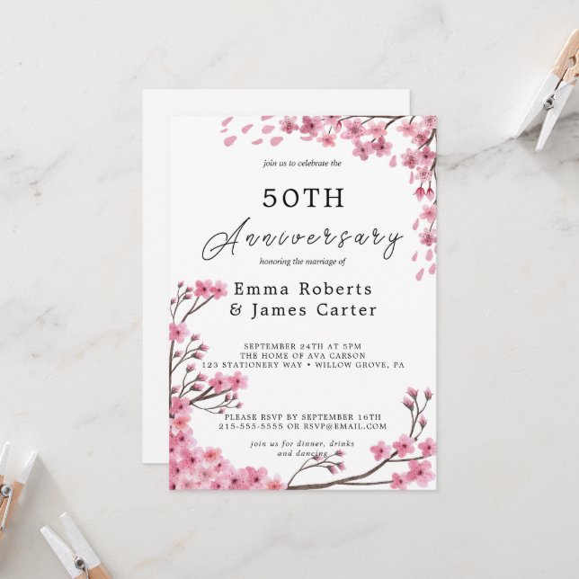 Invitación Quinientos Aniversario de los Románticos Peonies (Anverso/Reverso In Situ)