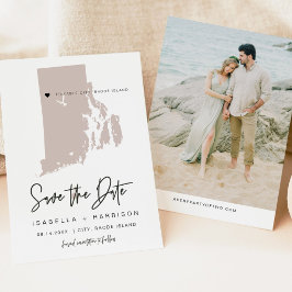 Invitación Quinn Rubor Pink Rhode Island Map Save the Date