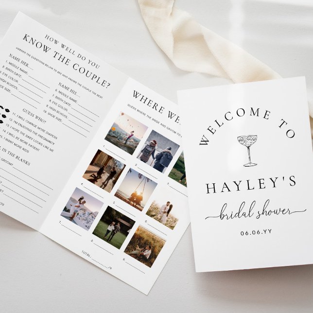 Invitación Quinn Script Bridal Shower Game and Menu Booklet (Subido por el creador)