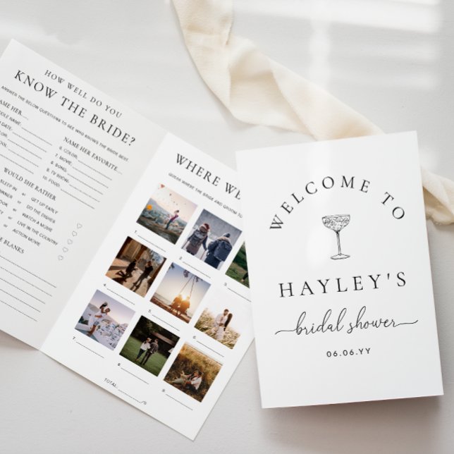 Invitación Quinn Script Bridal Shower Game and Menu Booklet (Subido por el creador)