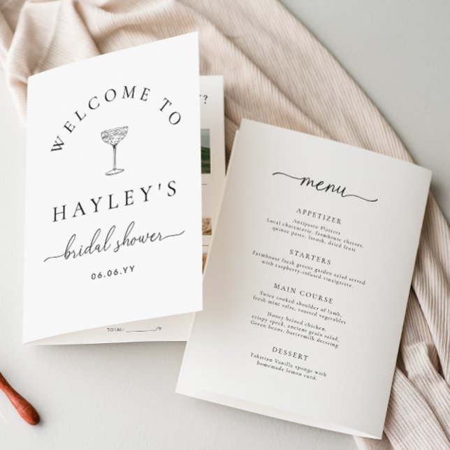 Invitación Quinn Script Bridal Shower Game and Menu Booklet (Subido por el creador)