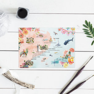 Invitación Quintana Roo   Mapa de Itinerario de Boda de Desti