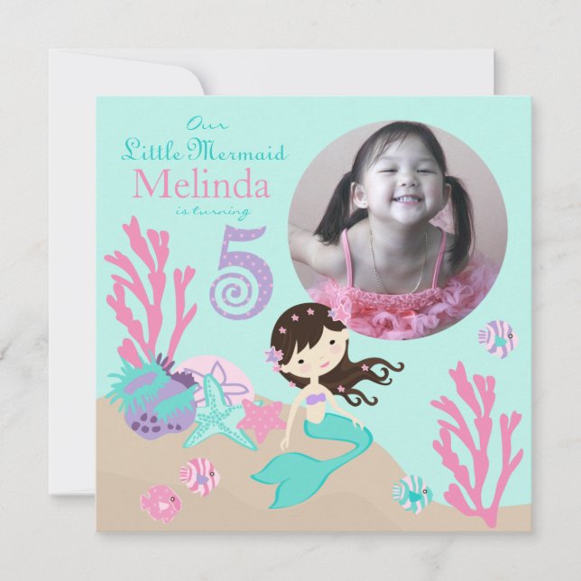Invitación Quinto cumpleaños de la sirena triguena (Anverso)