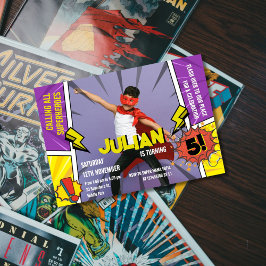 Invitación Quinto cumpleaños de superhéroe de historietas