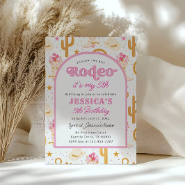 Invitación Quinto Rodeo Pink Cowgirl 5º Cumpleaños