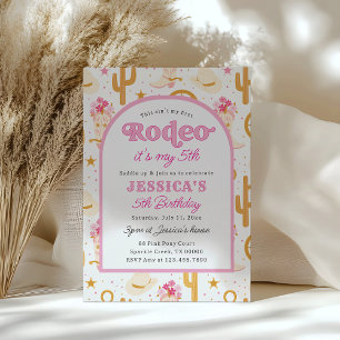 Invitación Quinto Rodeo Pink Cowgirl 5º Cumpleaños