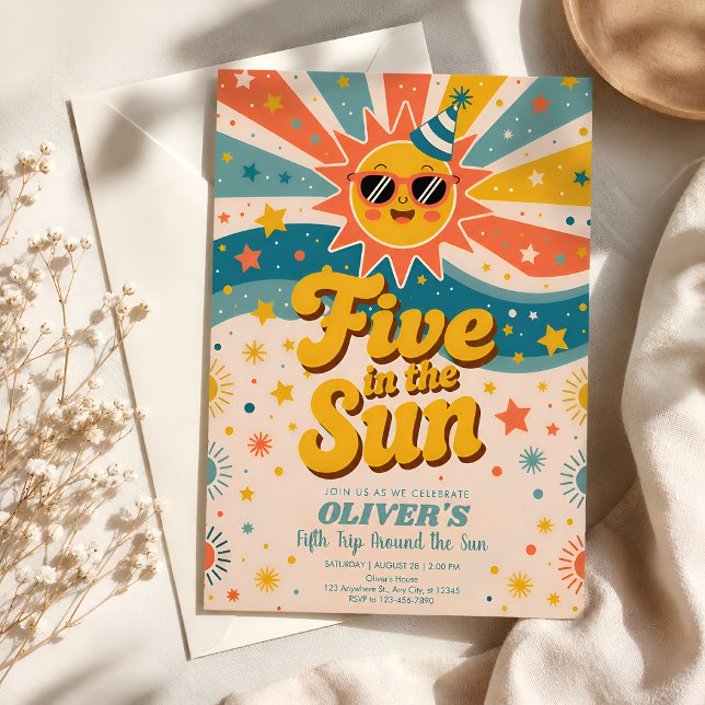 Invitación Quinto viaje alrededor del sol 5 cumpleaños (Subido por el creador)