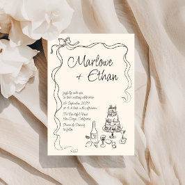 Invitación Quirky Bow Boda manuscrito