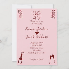 Invitación Quirky caprichoso y caprichoso Boda rosado