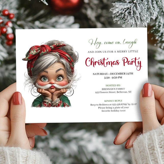 Invitación Quirky Cartoon Granny Happy Xmas Event Invitation (Quirky Cartoon Granny Happy Xmas Event Invitation)