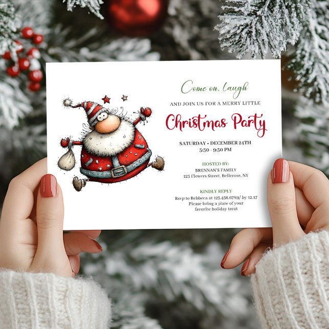 Invitación Quirky cartoon Santa Christmas party invitation (Quirky cartoon Santa Christmas party invitation

)