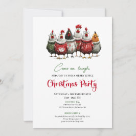 Invitación Quirky Chickens Cartoon Christmas Party Invitation