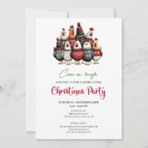 Quirky Chickens Funny Holiday Celebration Invite