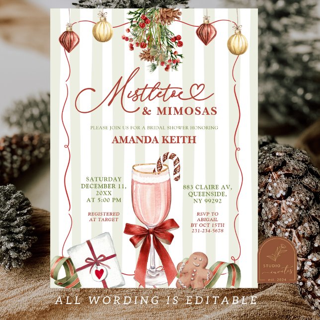Invitación Quirky Christmas Mistletoe and Mimosas  (Subido por el creador)