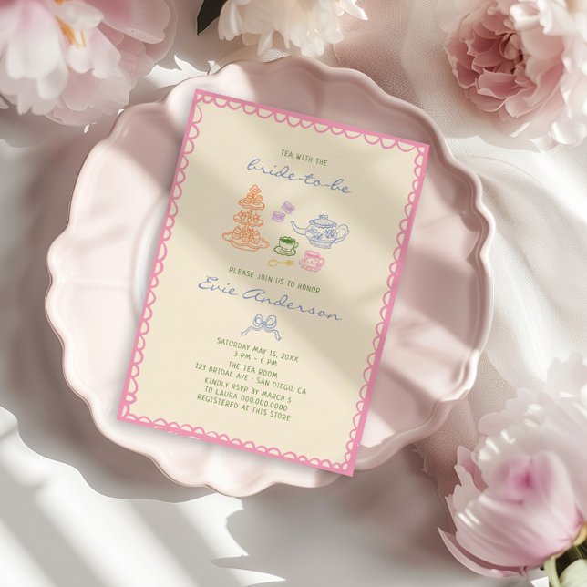 Invitación Quirky Colorful Bridal Tea Fiesta (Subido por el creador)