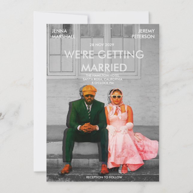 Invitación Quirky Cute Retro Movie Poster Photo Wedding (Anverso)