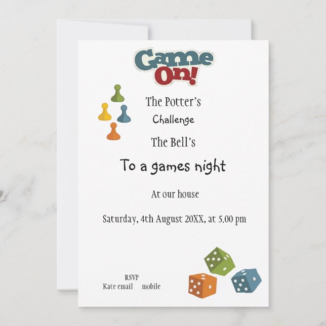 Invitación Quirky, divertido, noche de juegos, entusiastas de (Reverso)