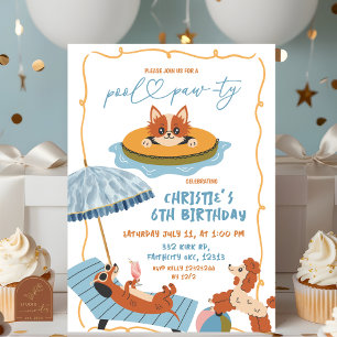 Invitación Quirky Dog Pool Paw-ty cumpleaños