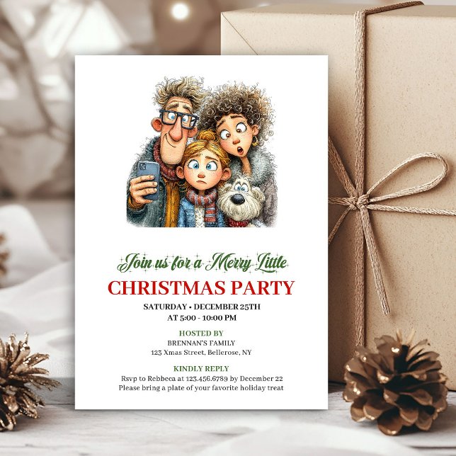 Invitación Quirky Family Festive Watercolor Christmas Card (Quirky Family Festive Watercolor Christmas Card)
