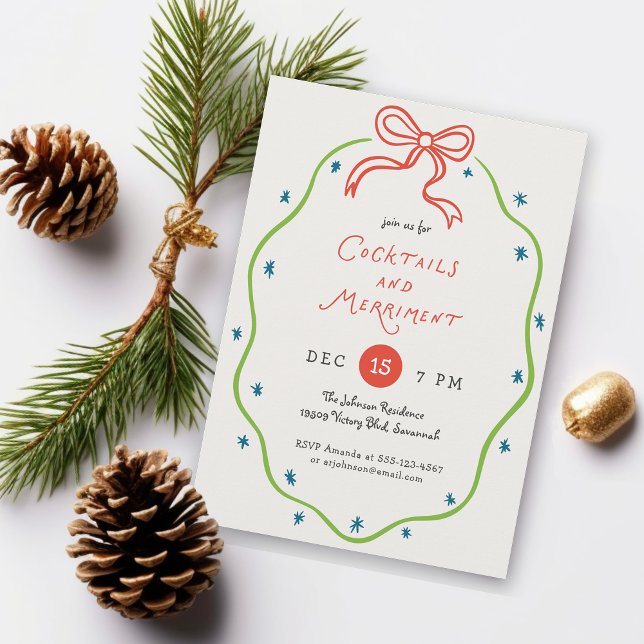 Invitación Quirky Handdrawn Doodles Festive Cocktail Party (Available in both printed and instant download digital formats.)
