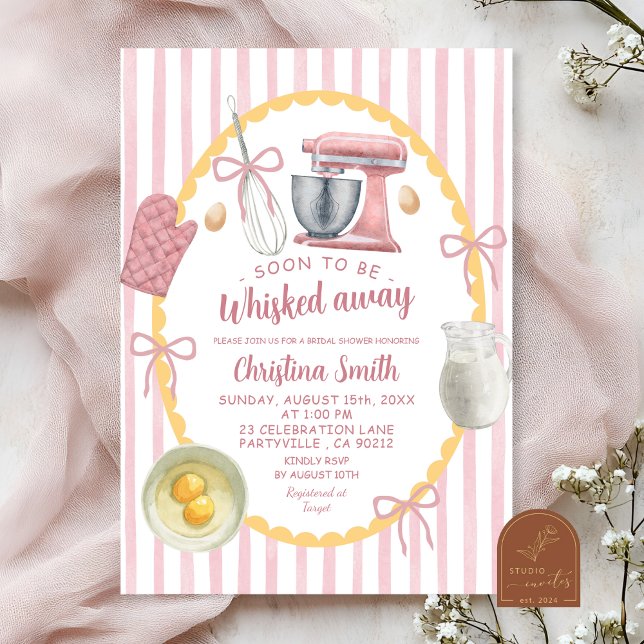 Invitación Quirky Ilustracion Cocina Rosa Ducha Bridal (Subido por el creador)