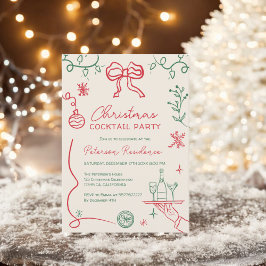 Invitación Quirky ilustracion verde Navidad Cocktail
