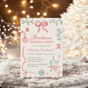 Invitación Quirky ilustracion verde Navidad Cocktail