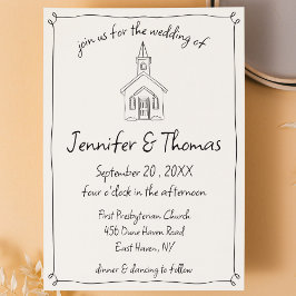 Invitación Quirky mano caprichosa dibujó Boda de doodle de la