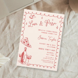 Invitación Quirky Mano Roja dibujó Brunch de novia amor y piz
