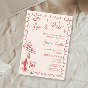 Invitación Quirky Mano Roja dibujó Brunch de novia amor y piz