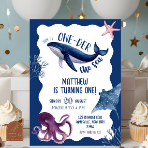 Invitación Quirky Oneder El Mar Primer Cumpleaños