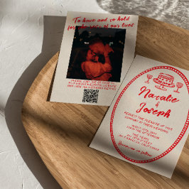 Invitación Quirky Photo Boda de código QR manuscrito