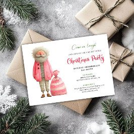 Invitación Quirky pink santa minimalist Christmas party