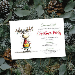 Invitación Quirky Reindeer Holiday Party Invitation Card