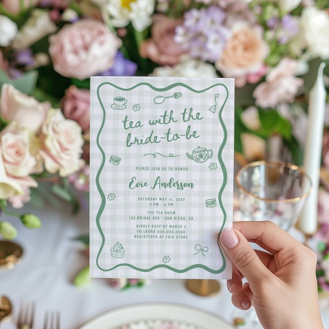 Invitación Quirky Sage Green Bridal Tea Fiesta (Subido por el creador)