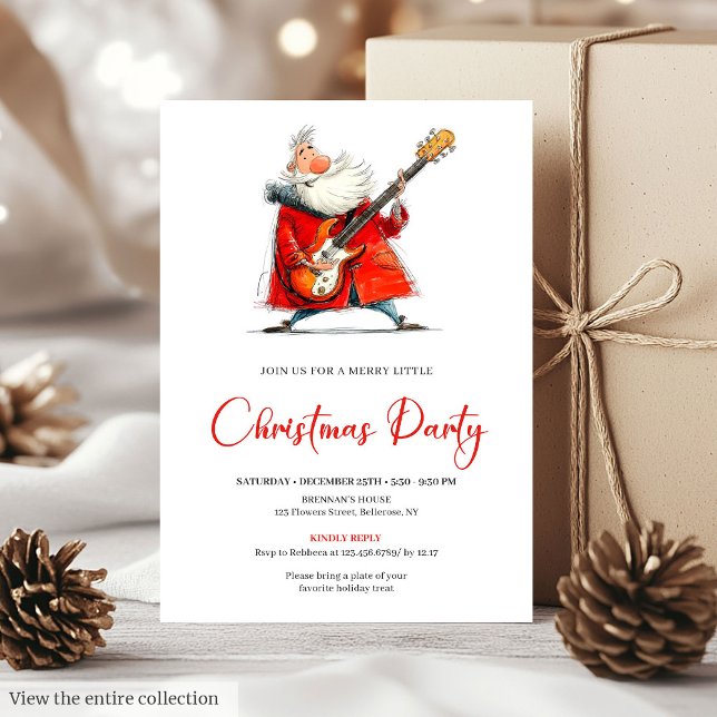 Invitación Quirky Santa Claus Funny Office Christmas Invite (Quirky Santa Claus Funny Office Christmas Invite)