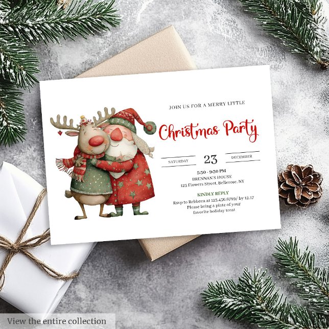 Invitación Quirky Santa Claus modern festive holiday invite (Quirky Santa Claus modern festive holiday invite)