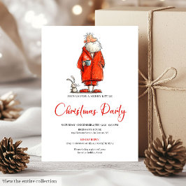 Invitación Quirky Watercolor Santa Claus Holiday Party Invite