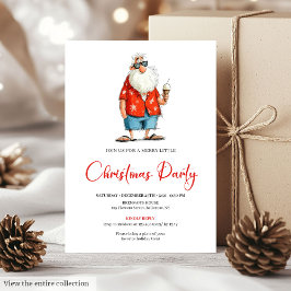 Invitación Quirky Watercolor Santa Funny Christmas Invitation