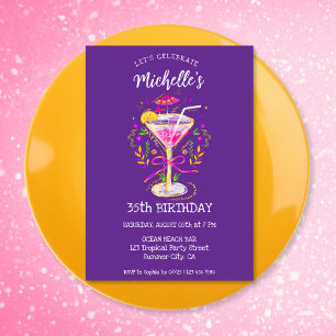 Invitación Quirky Whimsical Adulto Cocktail Party Birthday Pa